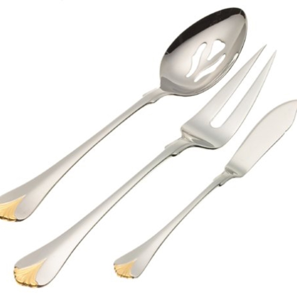 New Yamazaki Cara Gold Accent 3 pc Serving Set
